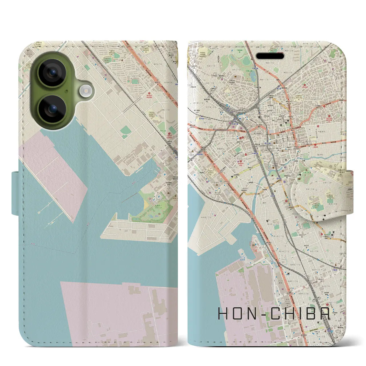 【本千葉(千葉県)】地図柄iPhoneケース(手帳タイプ)