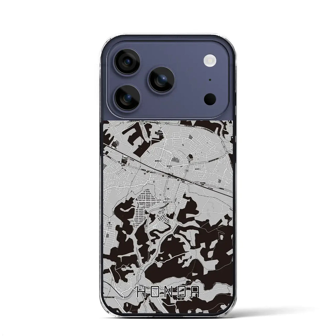 【誉田(千葉県)】地図柄iPhoneケース(クリアタイプ)モノトーン・iPhone 17 Pro Max 用