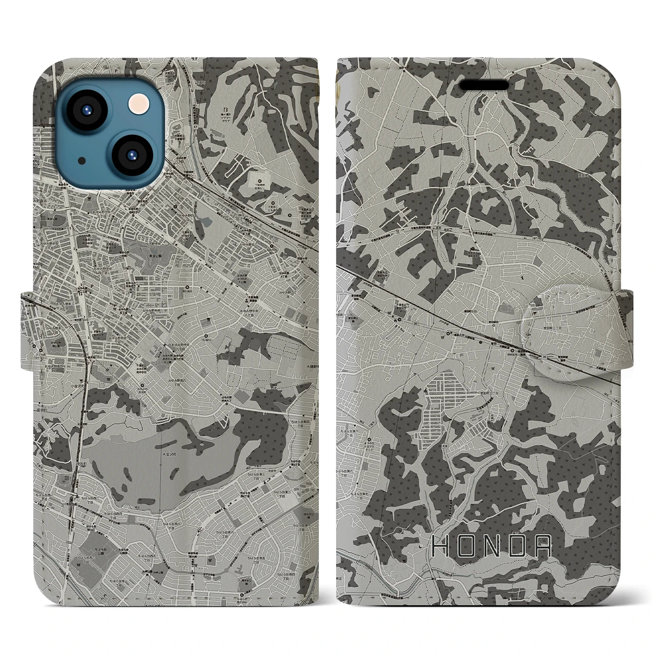 【誉田(千葉県)】地図柄iPhoneケース(手帳タイプ)