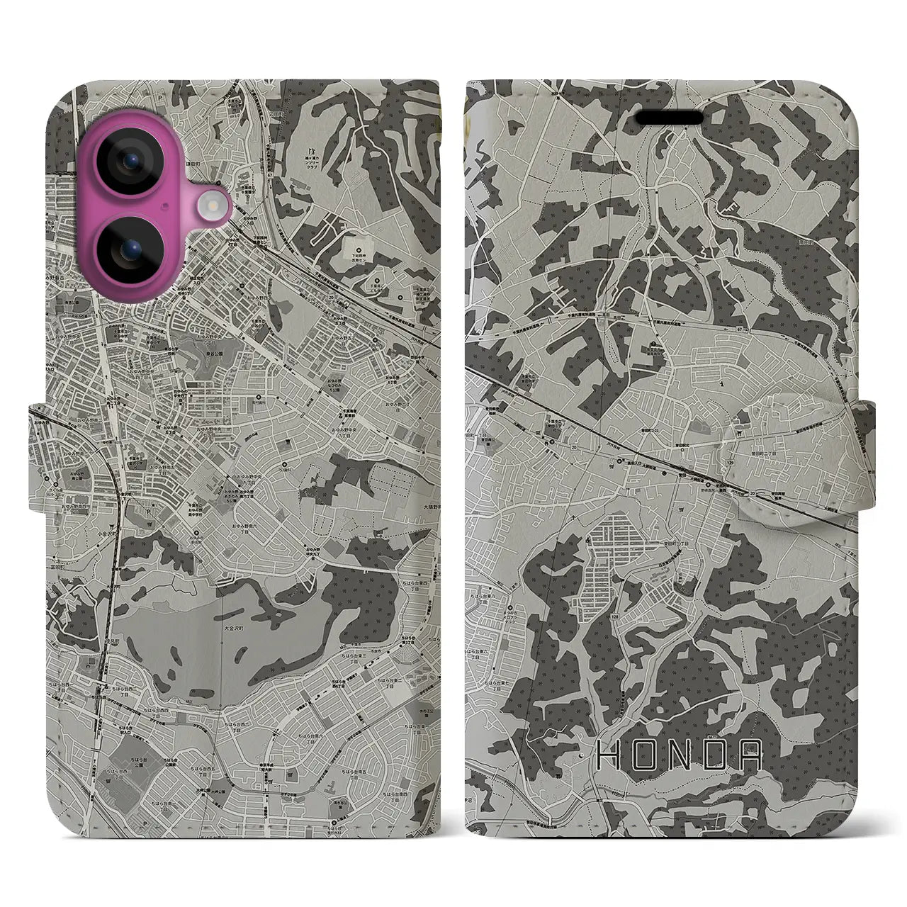 【誉田(千葉県)】地図柄iPhoneケース(手帳タイプ)