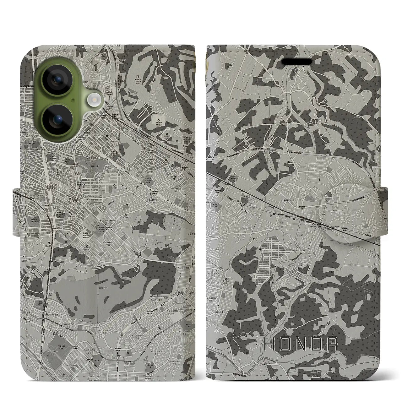 【誉田(千葉県)】地図柄iPhoneケース(手帳タイプ)