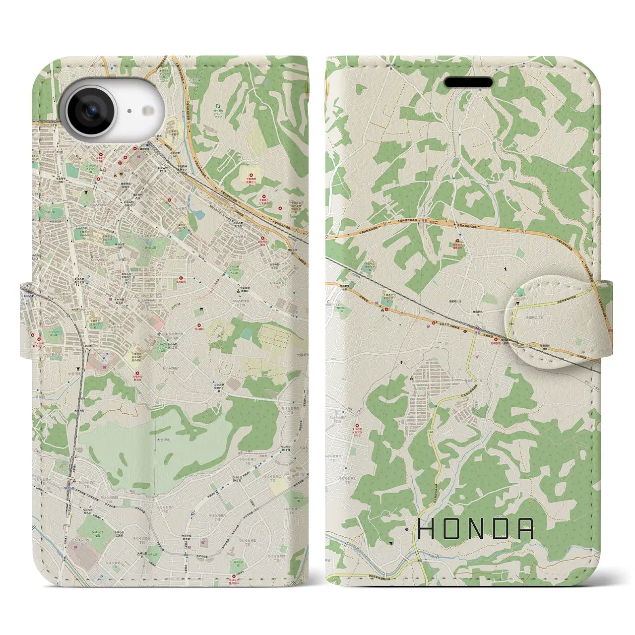 【誉田(千葉県)】地図柄iPhoneケース(手帳タイプ)
