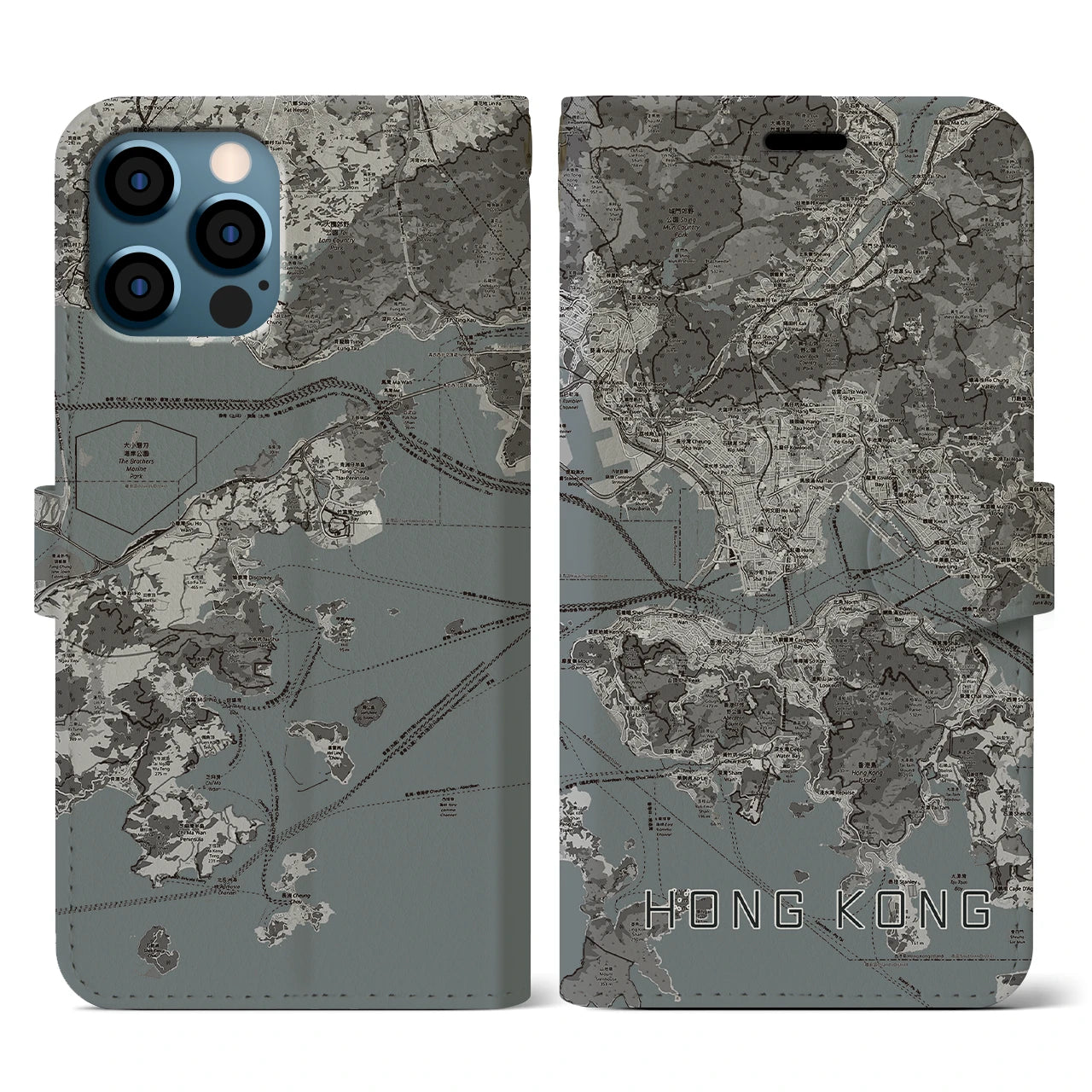 【香港(中華人民共和国)】地図柄iPhoneケース(手帳タイプ)