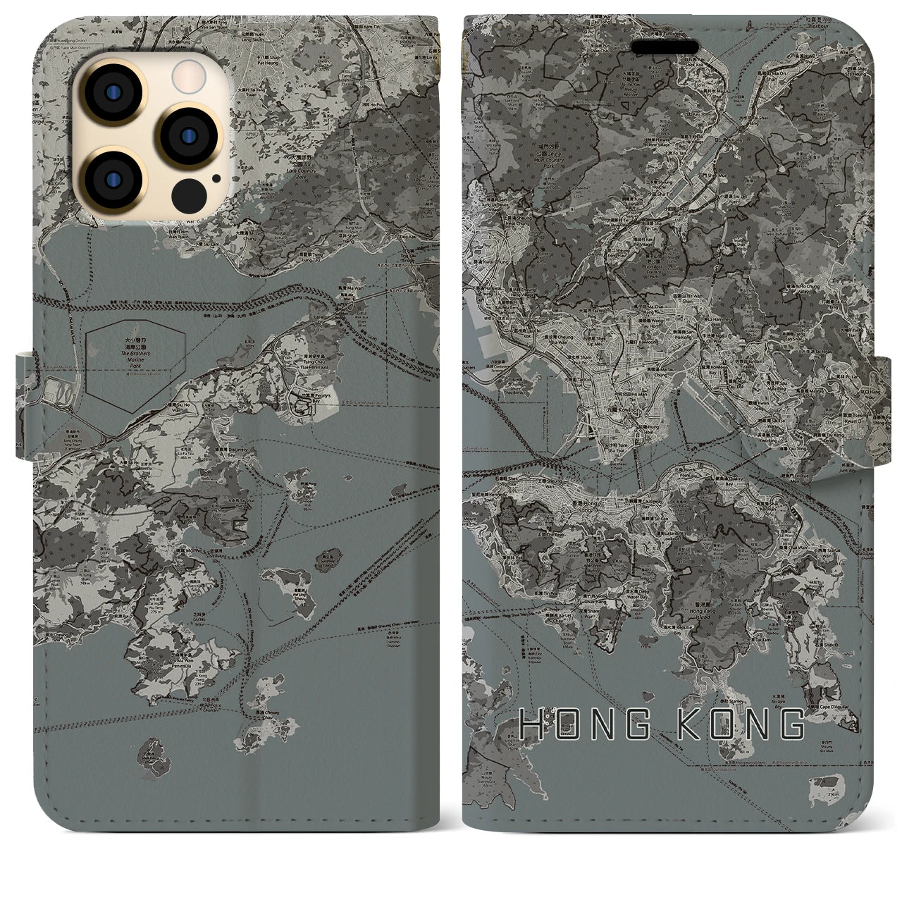 【香港(中華人民共和国)】地図柄iPhoneケース(手帳タイプ)