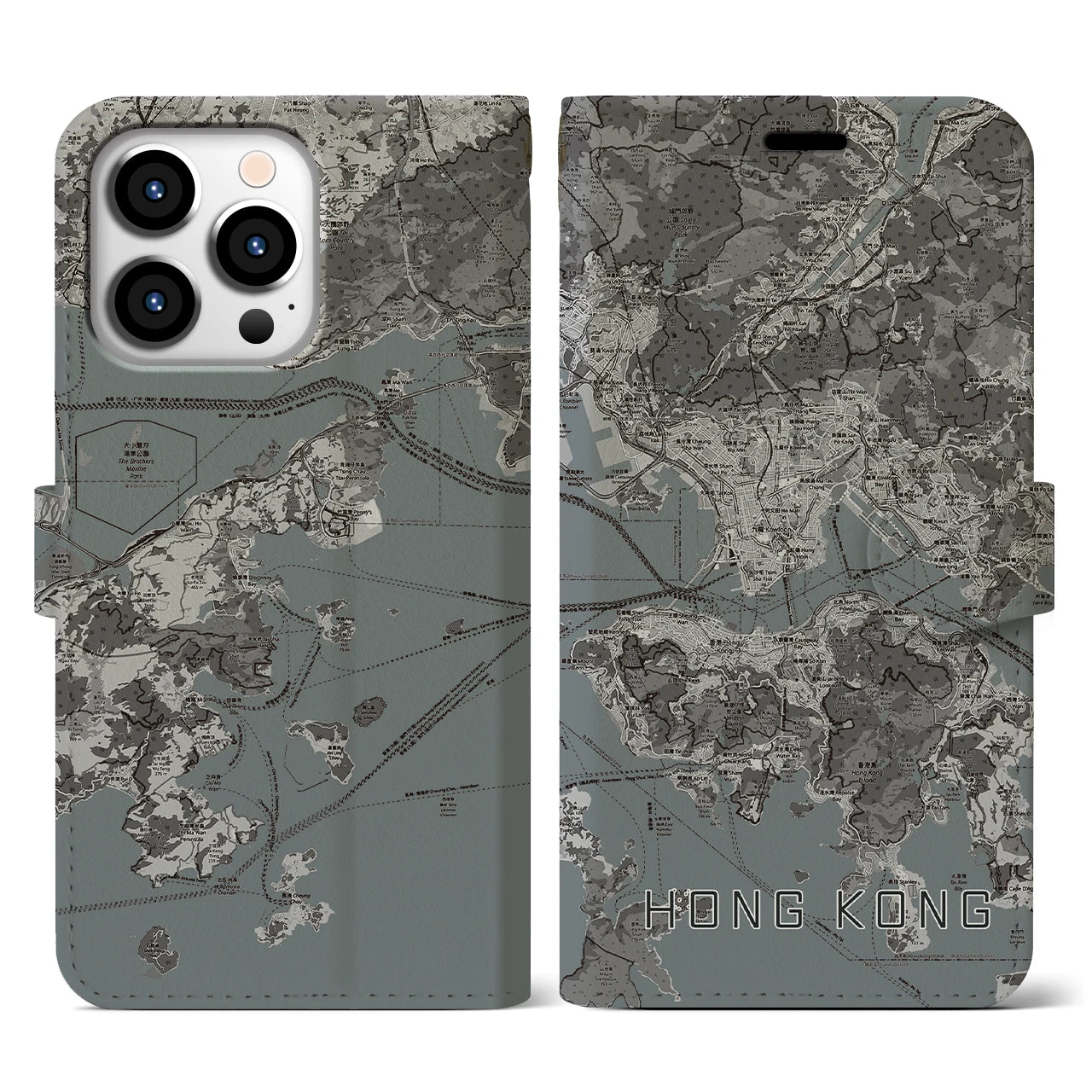 【香港(中華人民共和国)】地図柄iPhoneケース(手帳タイプ)