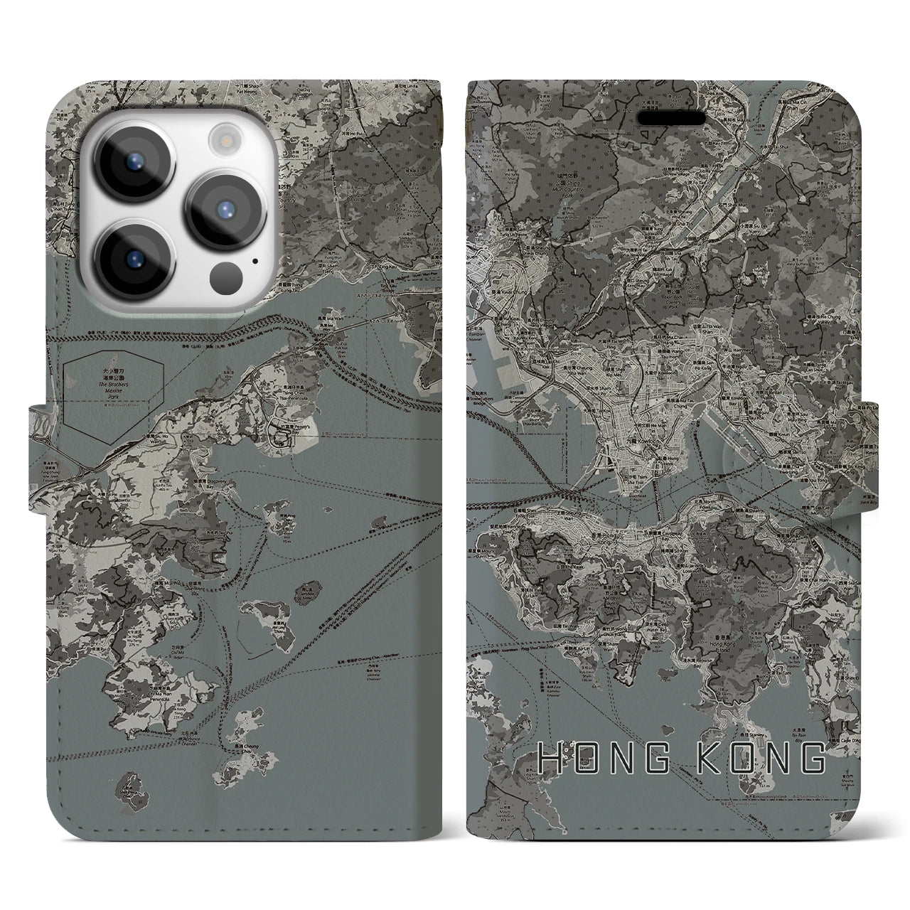 【香港(中華人民共和国)】地図柄iPhoneケース(手帳タイプ)