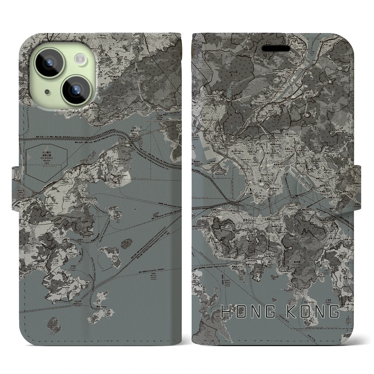 【香港(中華人民共和国)】地図柄iPhoneケース(手帳タイプ)