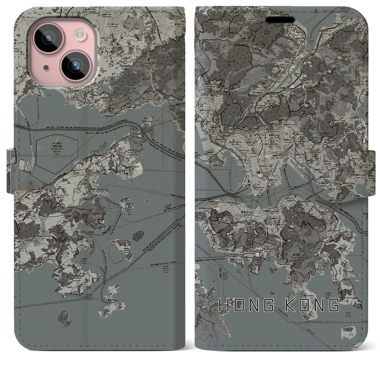 【香港(中華人民共和国)】地図柄iPhoneケース(手帳タイプ)