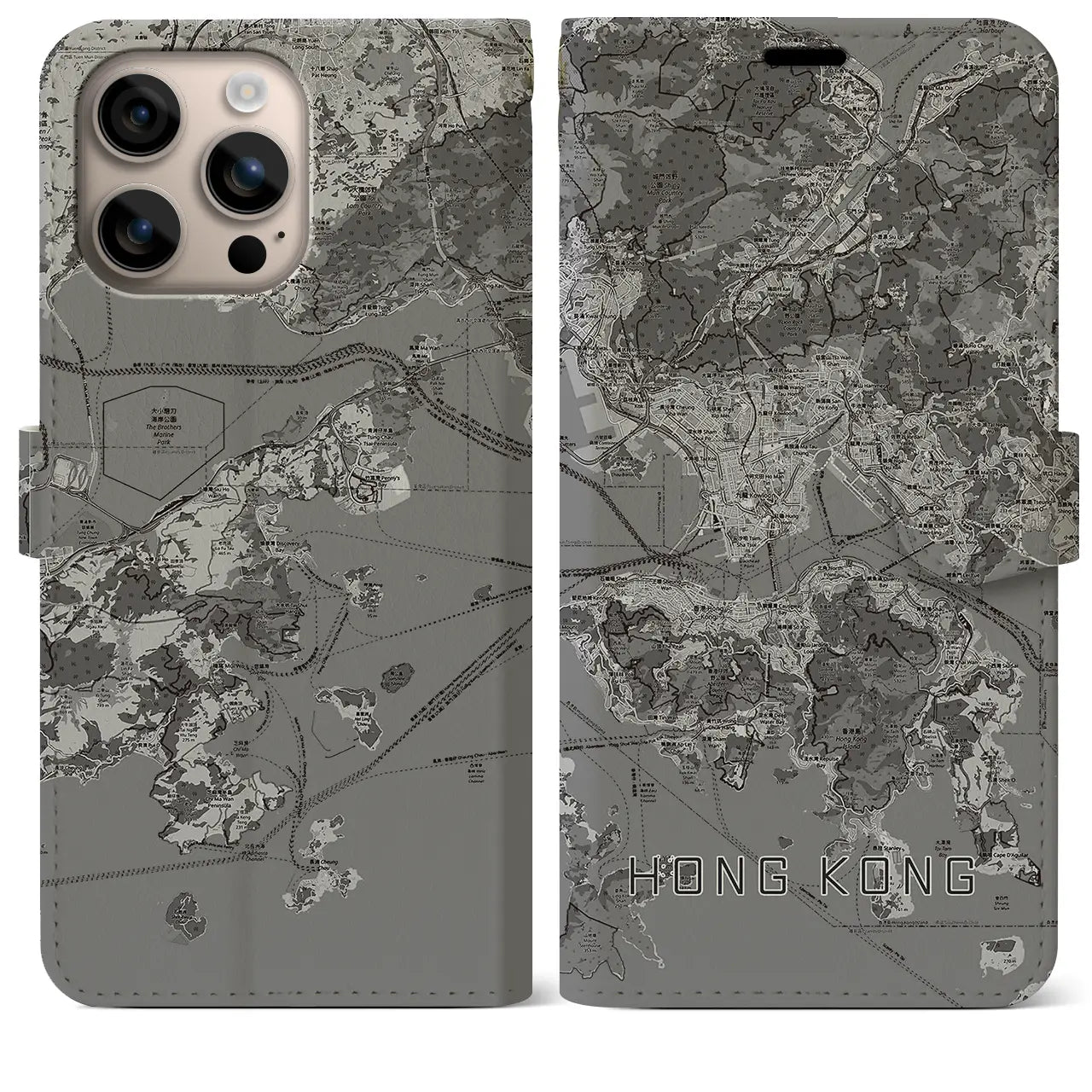 【香港(中華人民共和国)】地図柄iPhoneケース(手帳タイプ)