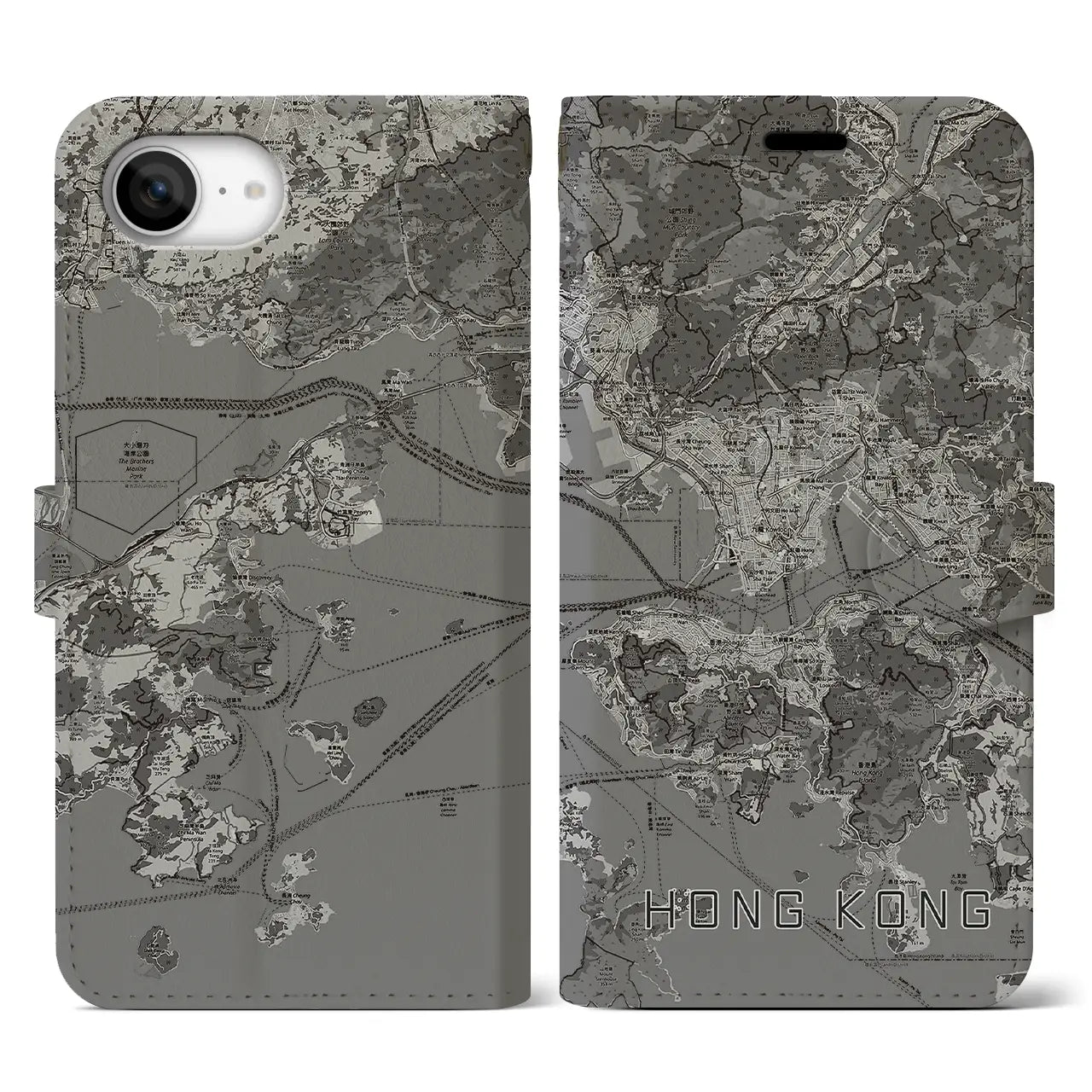 【香港(中華人民共和国)】地図柄iPhoneケース(手帳タイプ)