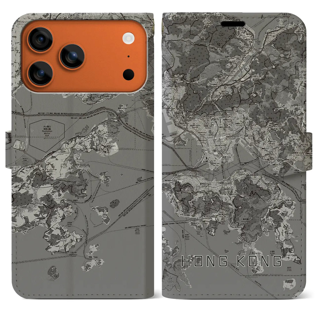 【香港(中華人民共和国)】地図柄iPhoneケース(手帳タイプ)