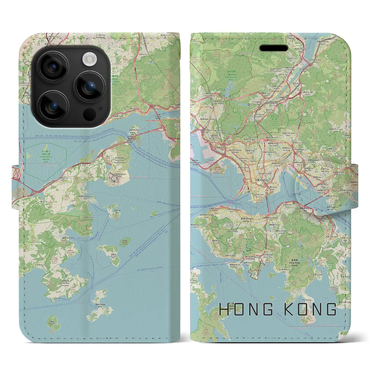 【香港(中華人民共和国)】地図柄iPhoneケース(手帳タイプ)ナチュラル・iPhone 16 用