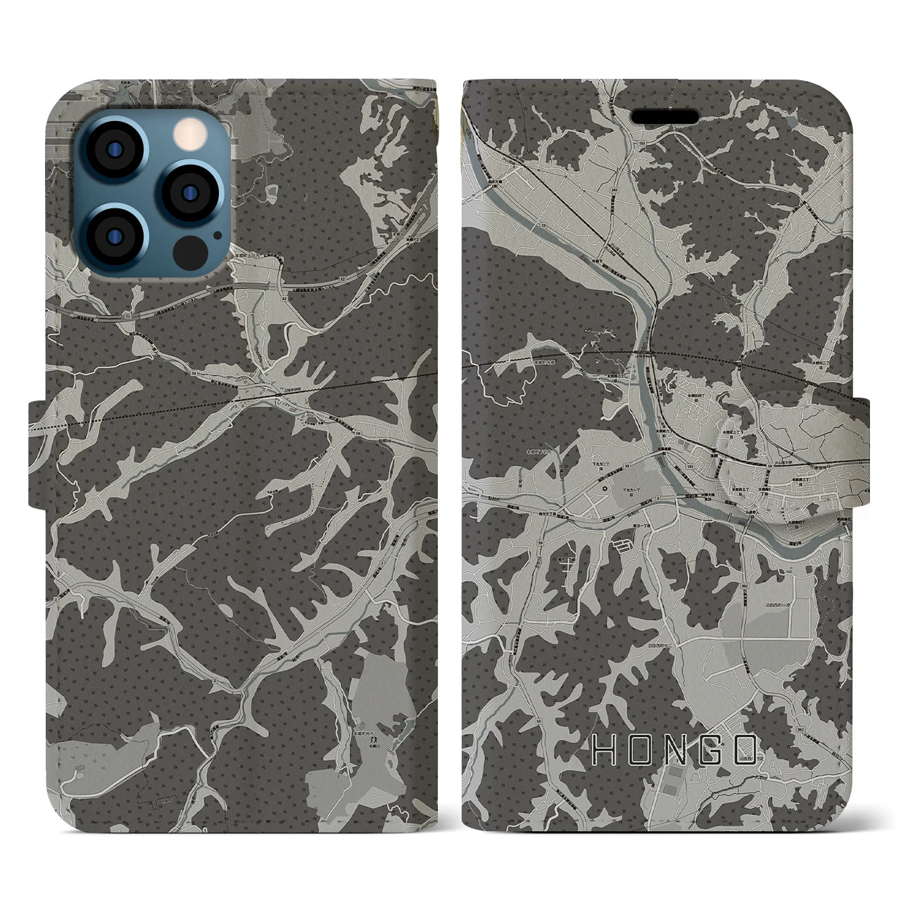 【本郷(広島県)】地図柄iPhoneケース(手帳タイプ)