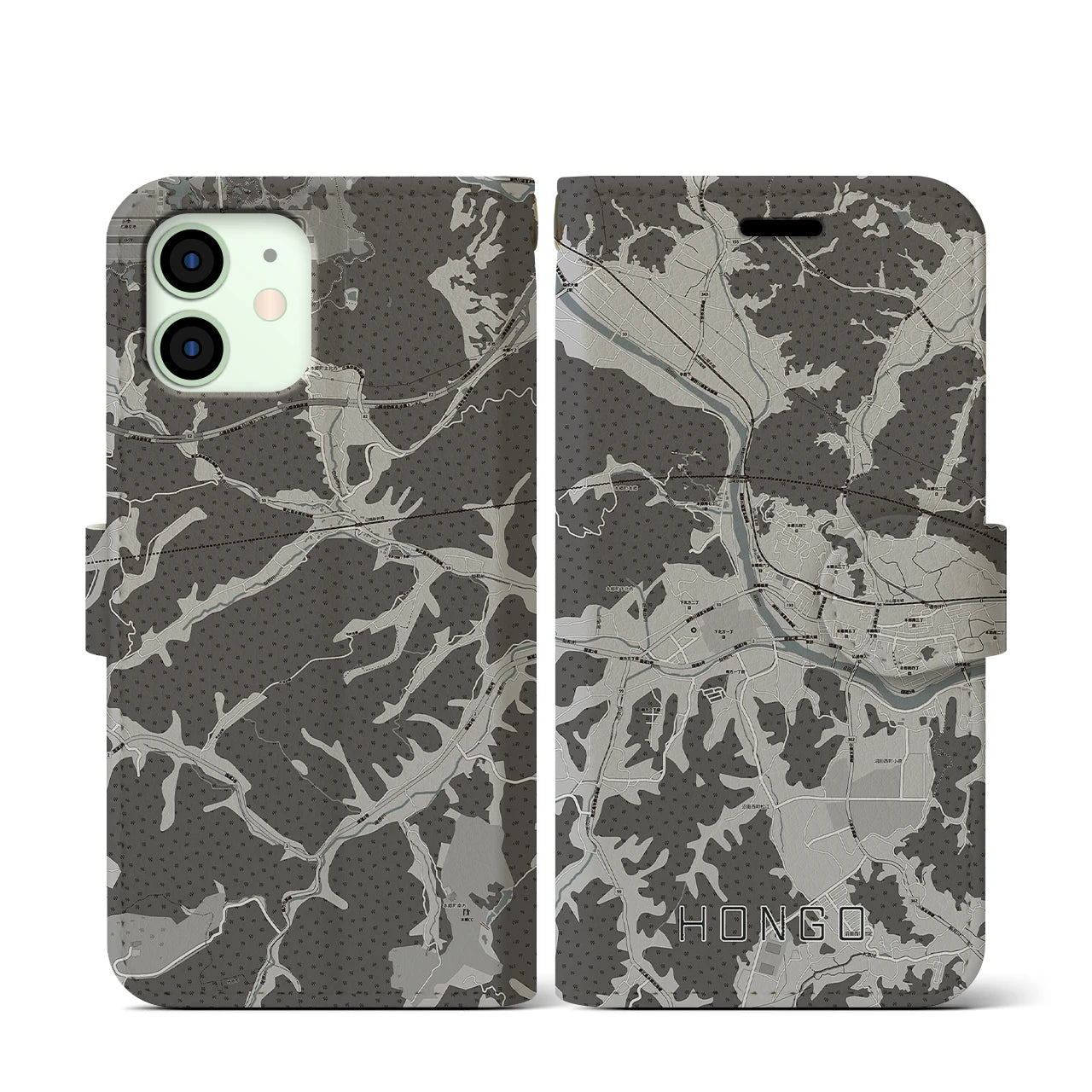 【本郷(広島県)】地図柄iPhoneケース(手帳タイプ)