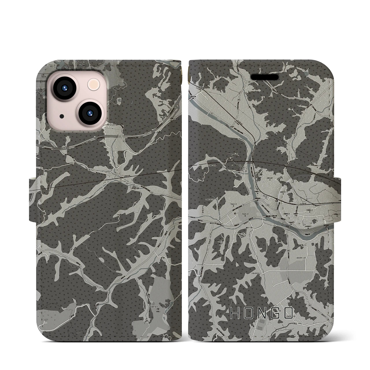 【本郷(広島県)】地図柄iPhoneケース(手帳タイプ)