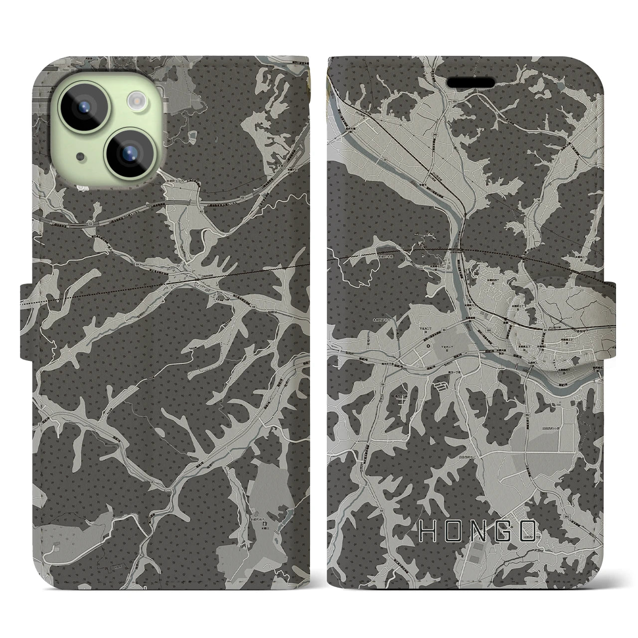 【本郷(広島県)】地図柄iPhoneケース(手帳タイプ)