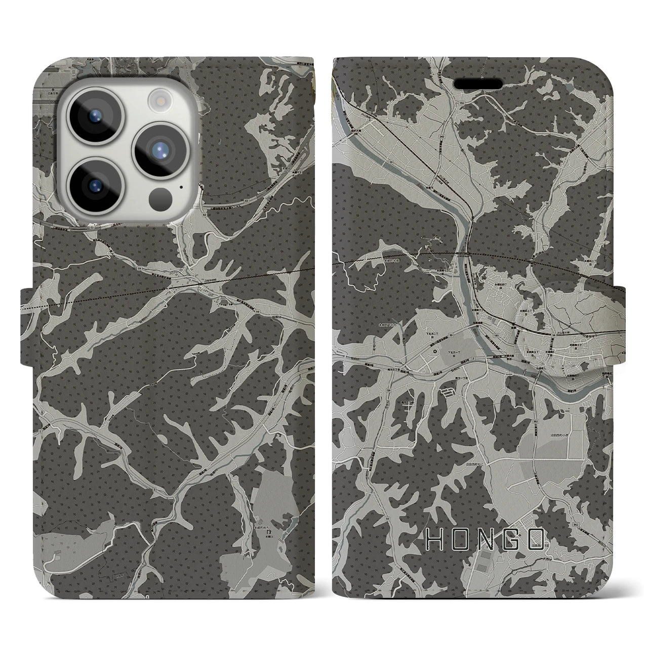 【本郷(広島県)】地図柄iPhoneケース(手帳タイプ)