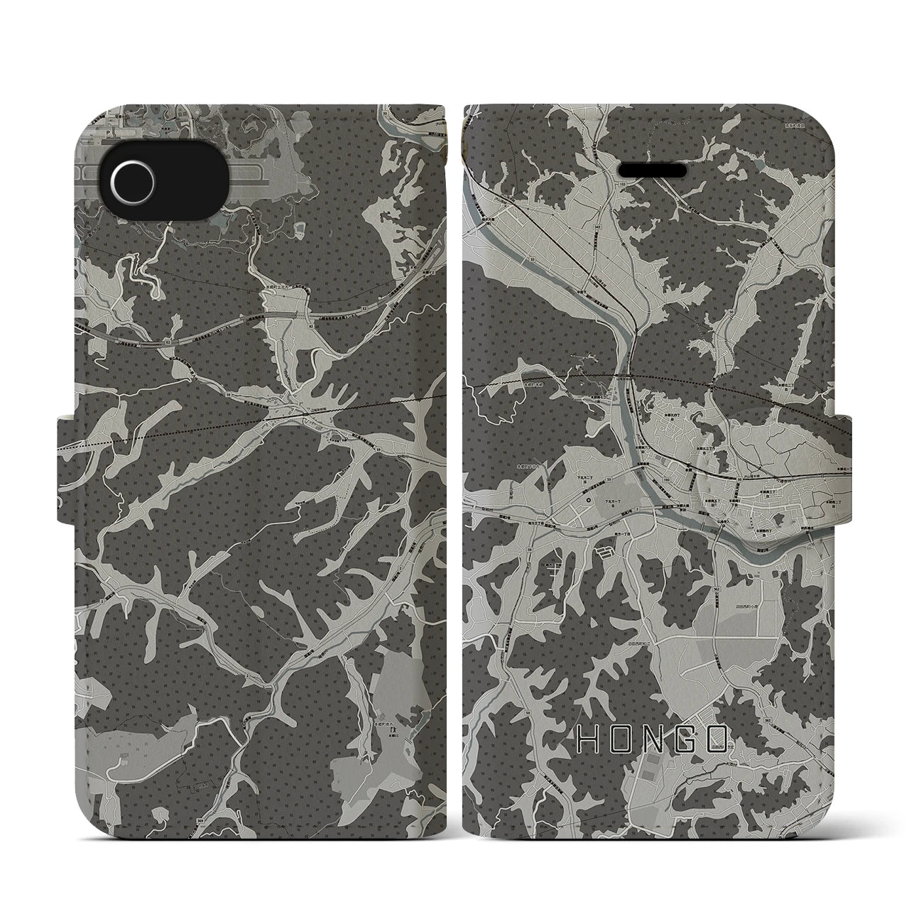 【本郷(広島県)】地図柄iPhoneケース(手帳タイプ)