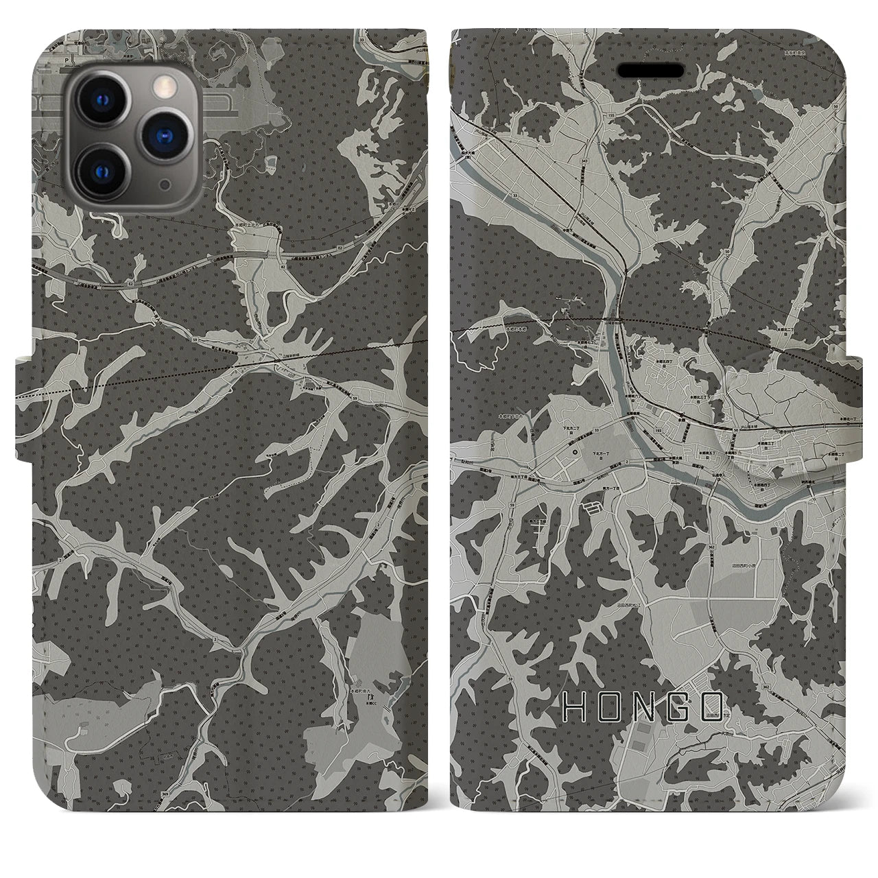 【本郷(広島県)】地図柄iPhoneケース(手帳タイプ)