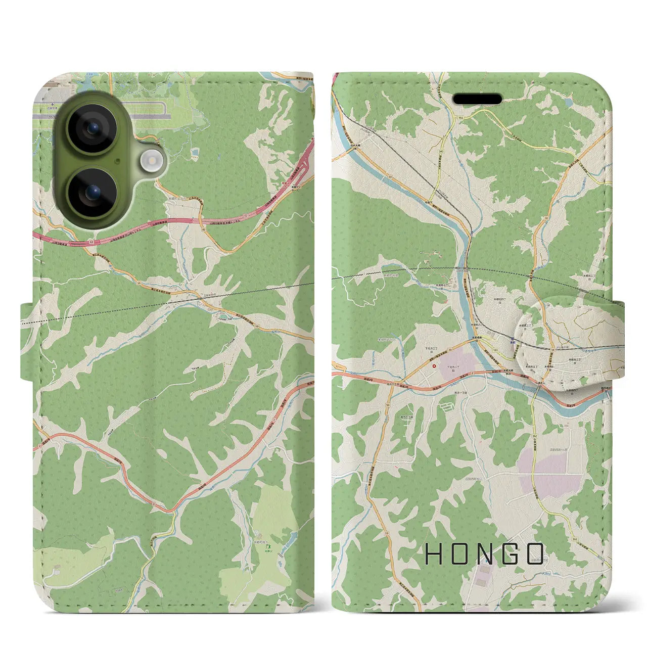 【本郷(広島県)】地図柄iPhoneケース(手帳タイプ)