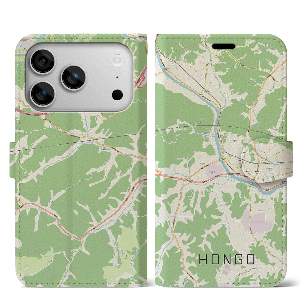 【本郷(広島県)】地図柄iPhoneケース(手帳タイプ)