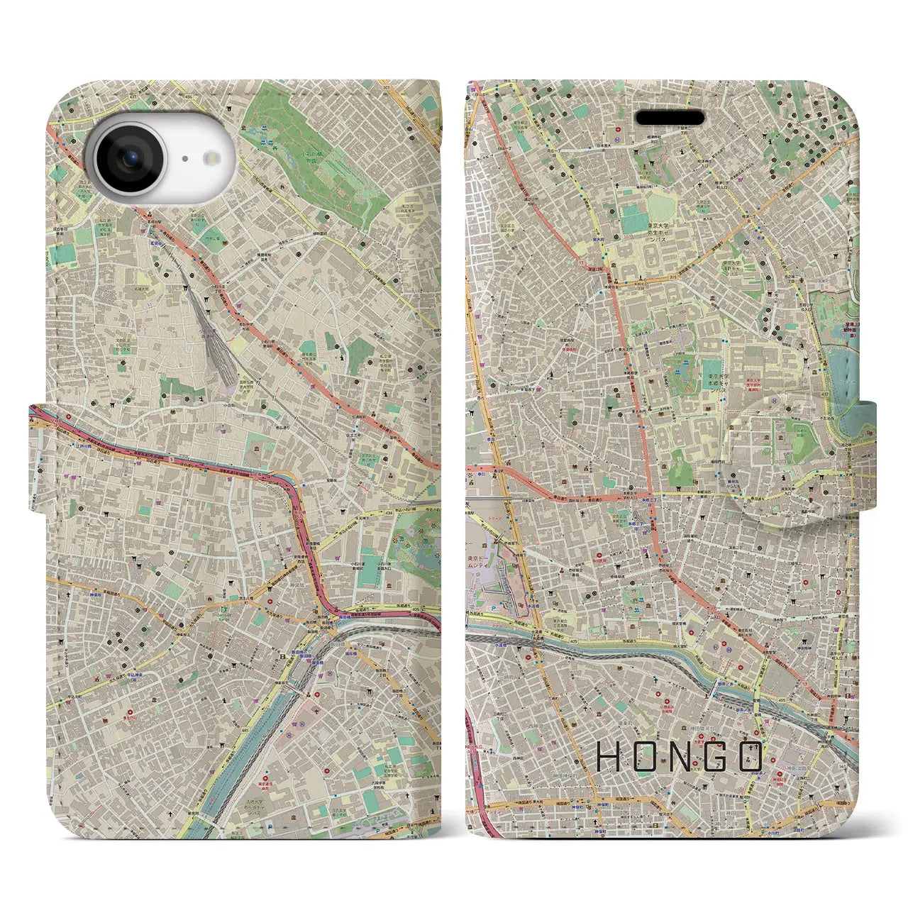 【本郷(東京都)】地図柄iPhoneケース(手帳タイプ)