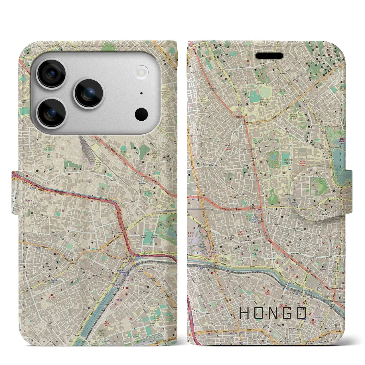 【本郷(東京都)】地図柄iPhoneケース(手帳タイプ)