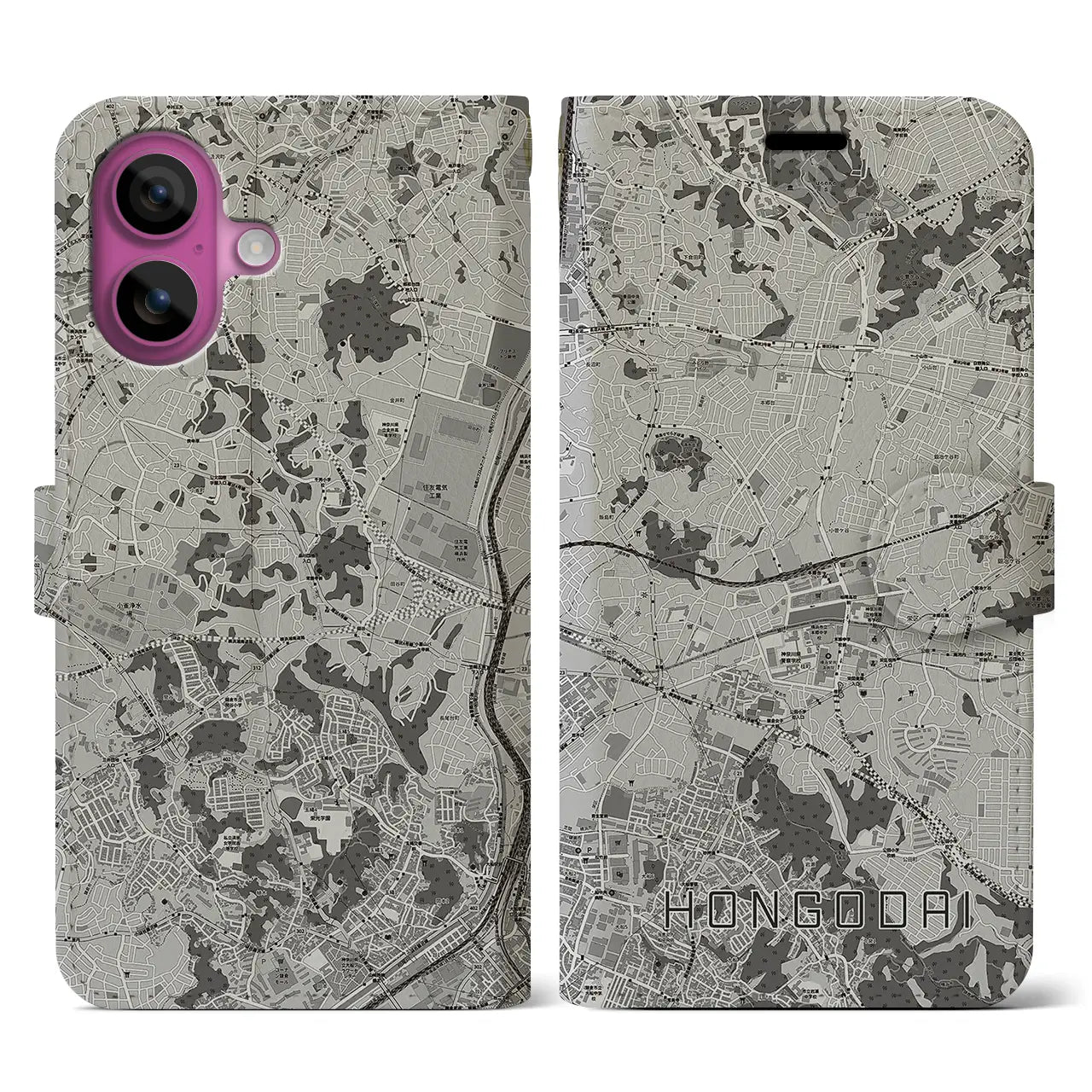 【本郷台(神奈川県)】地図柄iPhoneケース(手帳タイプ)