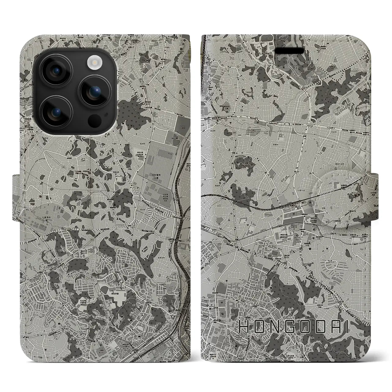 【本郷台(神奈川県)】地図柄iPhoneケース(手帳タイプ)