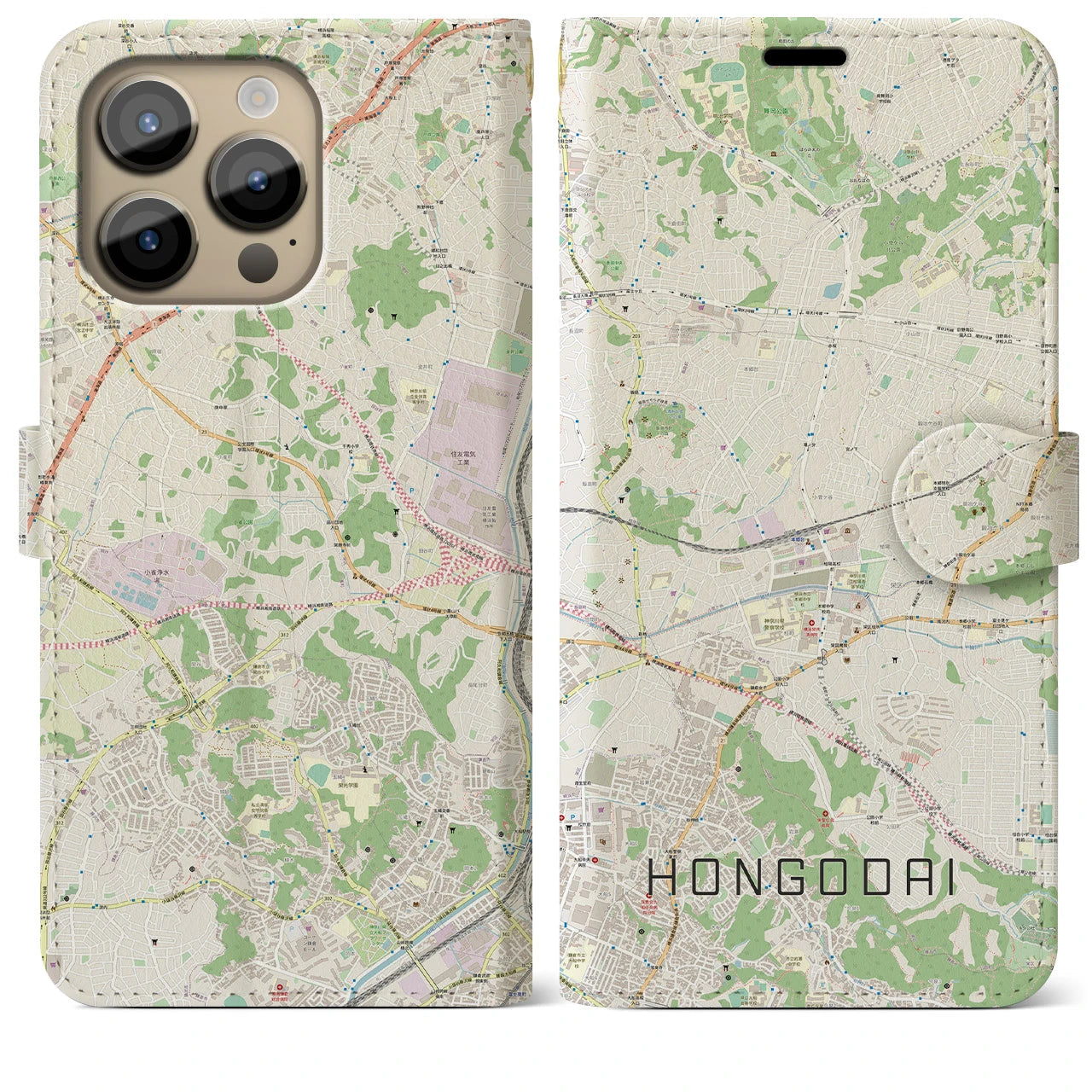 【本郷台(神奈川県)】地図柄iPhoneケース(手帳タイプ)