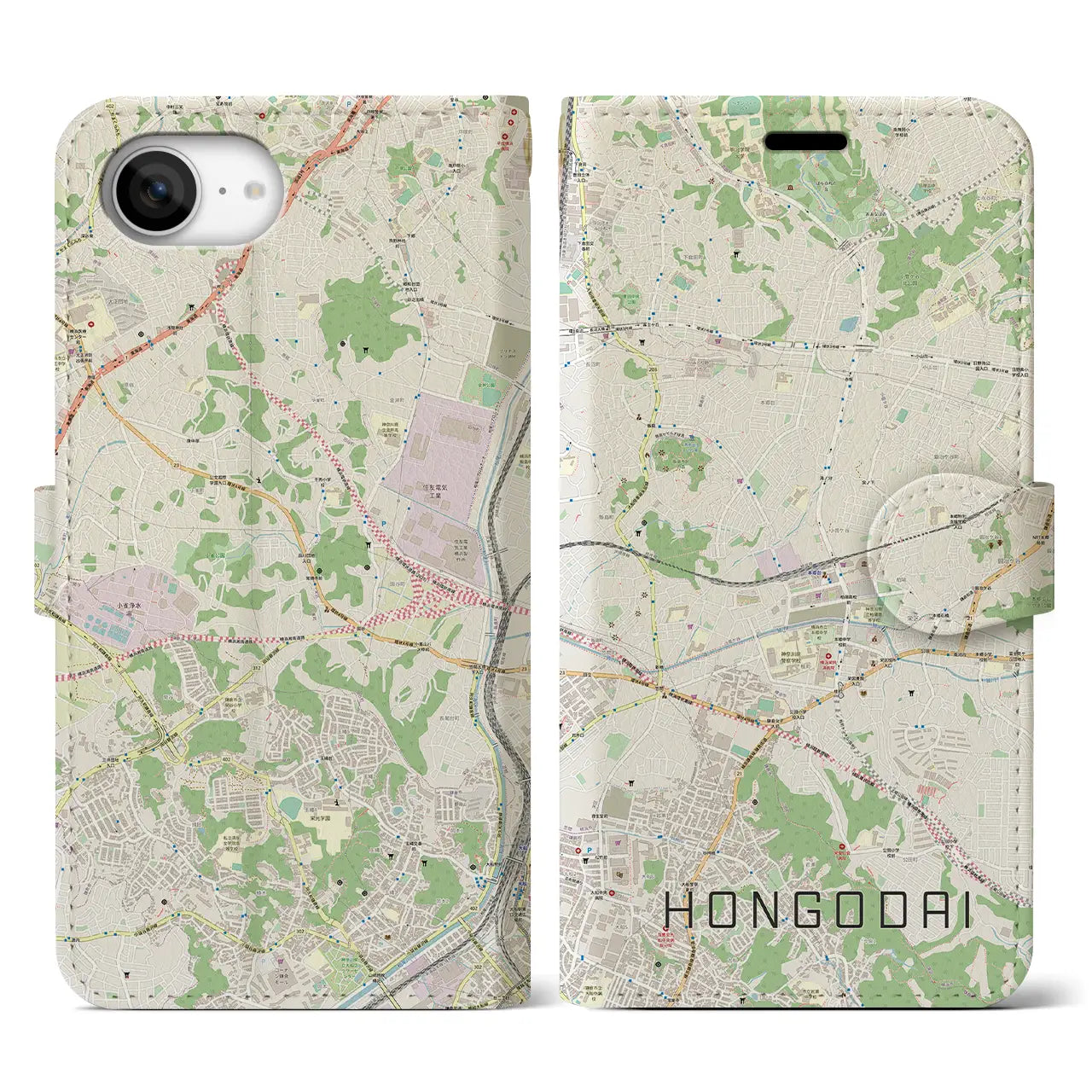 【本郷台(神奈川県)】地図柄iPhoneケース(手帳タイプ)