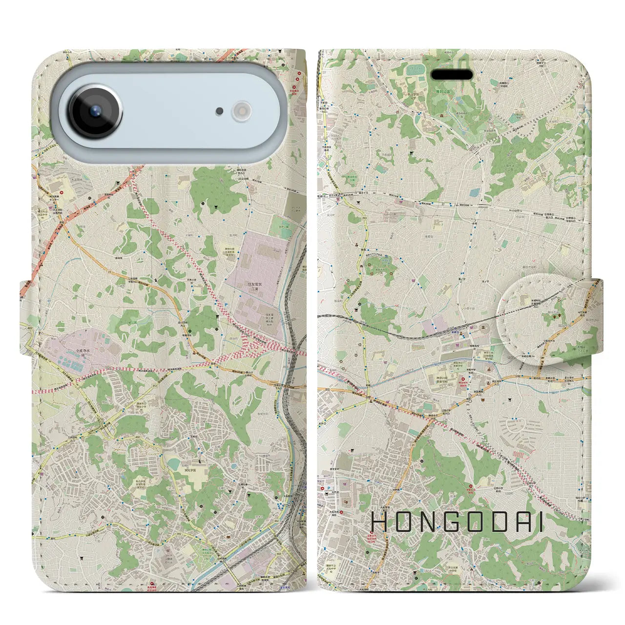 【本郷台(神奈川県)】地図柄iPhoneケース(手帳タイプ)