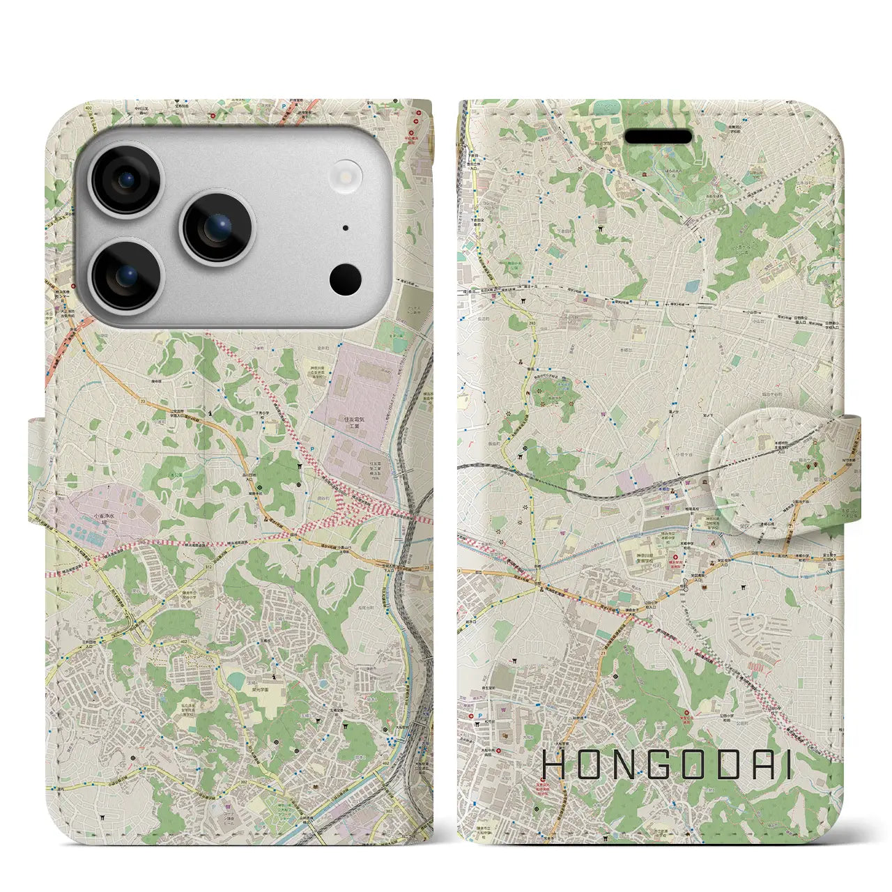 【本郷台(神奈川県)】地図柄iPhoneケース(手帳タイプ)