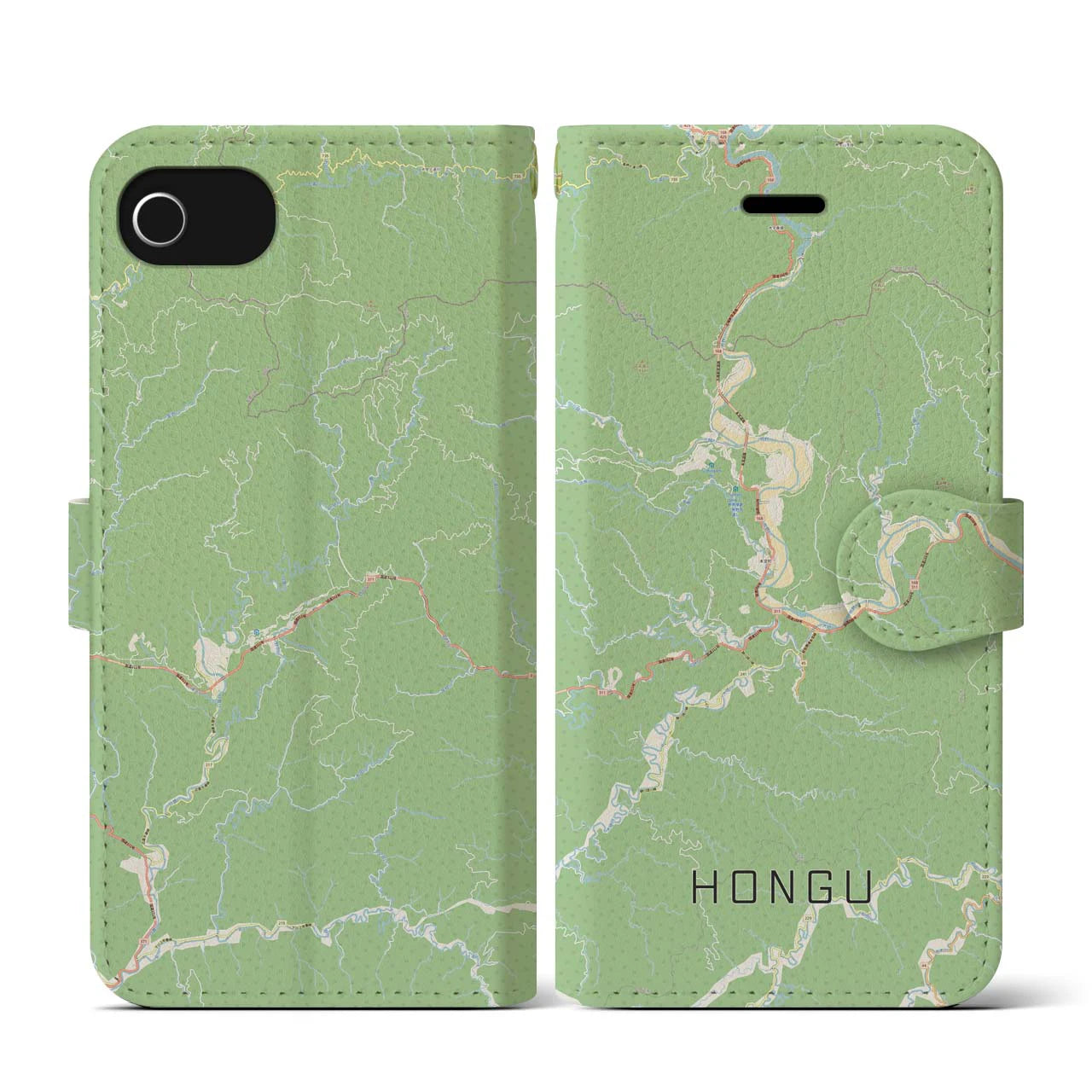 【本宮(和歌山県)】地図柄iPhoneケース(手帳タイプ)ナチュラル・iPhone SE(第3 / 第2世代) / 8 / 7 / 6s / 6 用