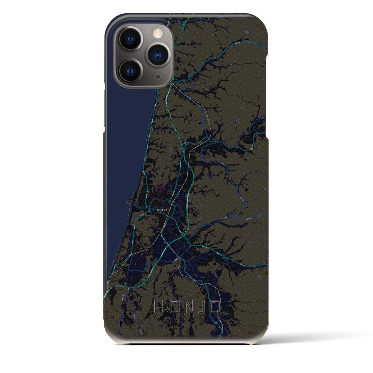 【本荘(秋田県)】地図柄iPhoneケース(バックカバータイプ)