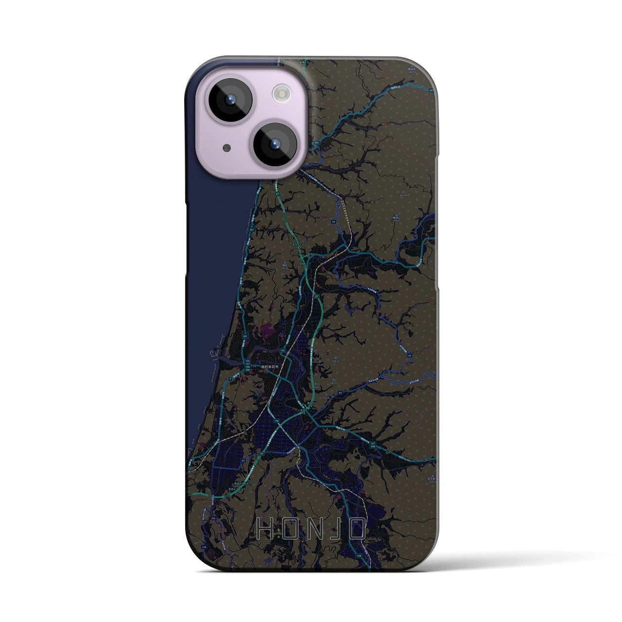 【本荘(秋田県)】地図柄iPhoneケース(バックカバータイプ)