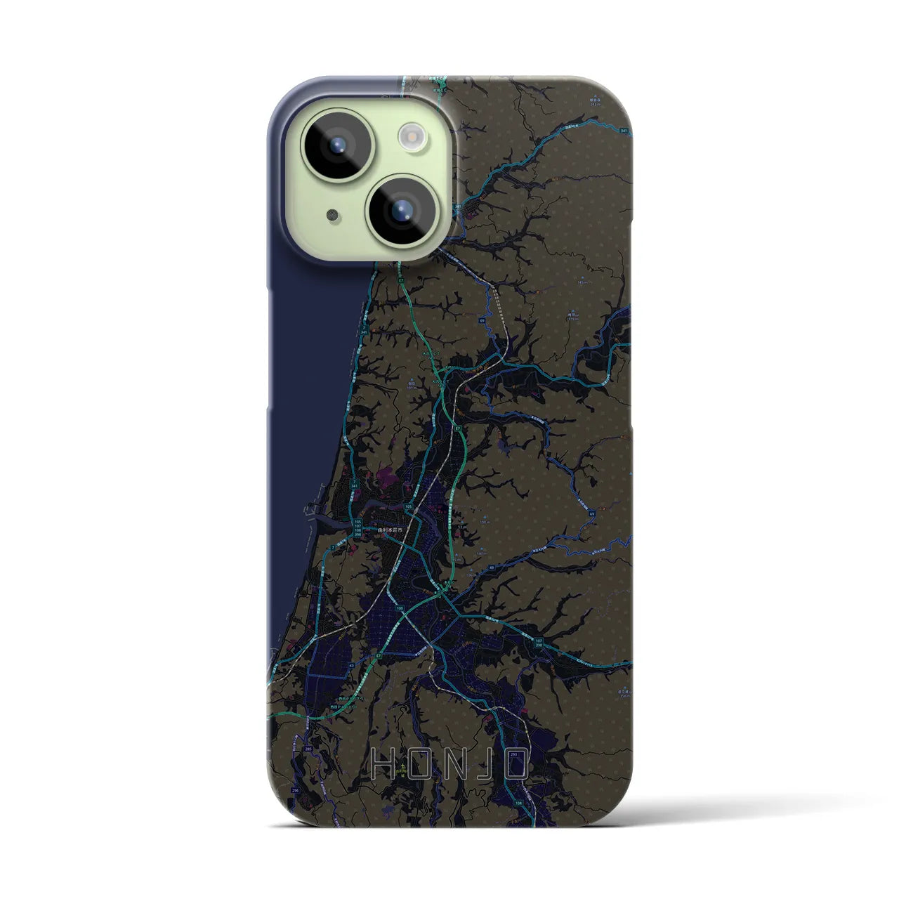【本荘(秋田県)】地図柄iPhoneケース(バックカバータイプ)