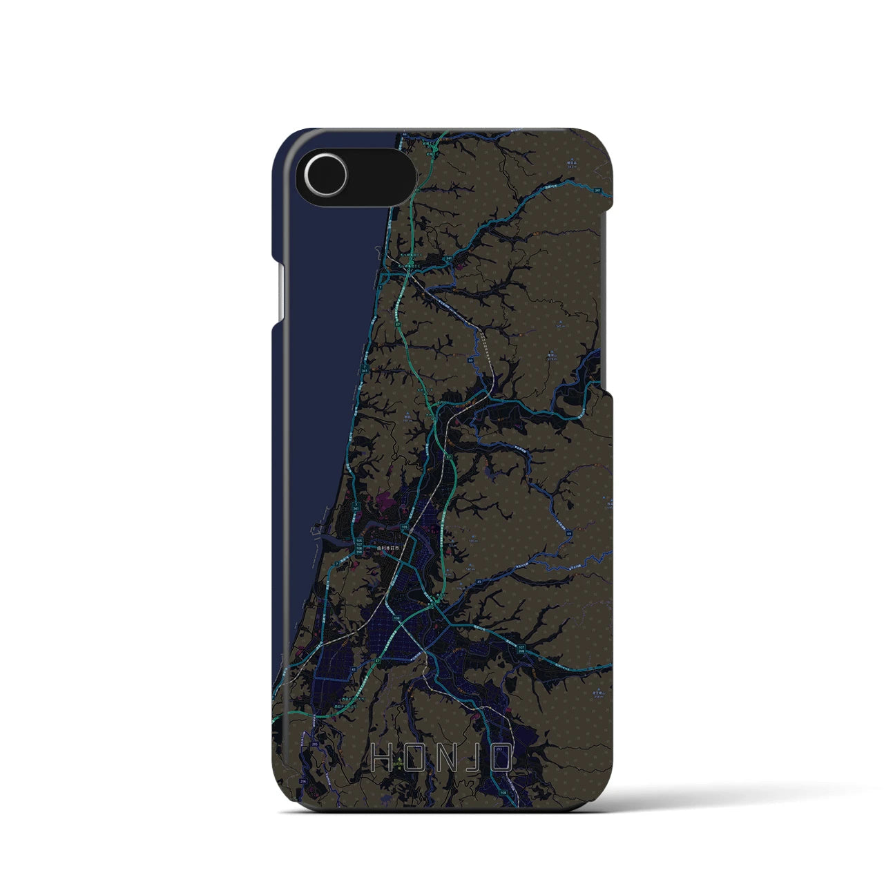 【本荘(秋田県)】地図柄iPhoneケース(バックカバータイプ)