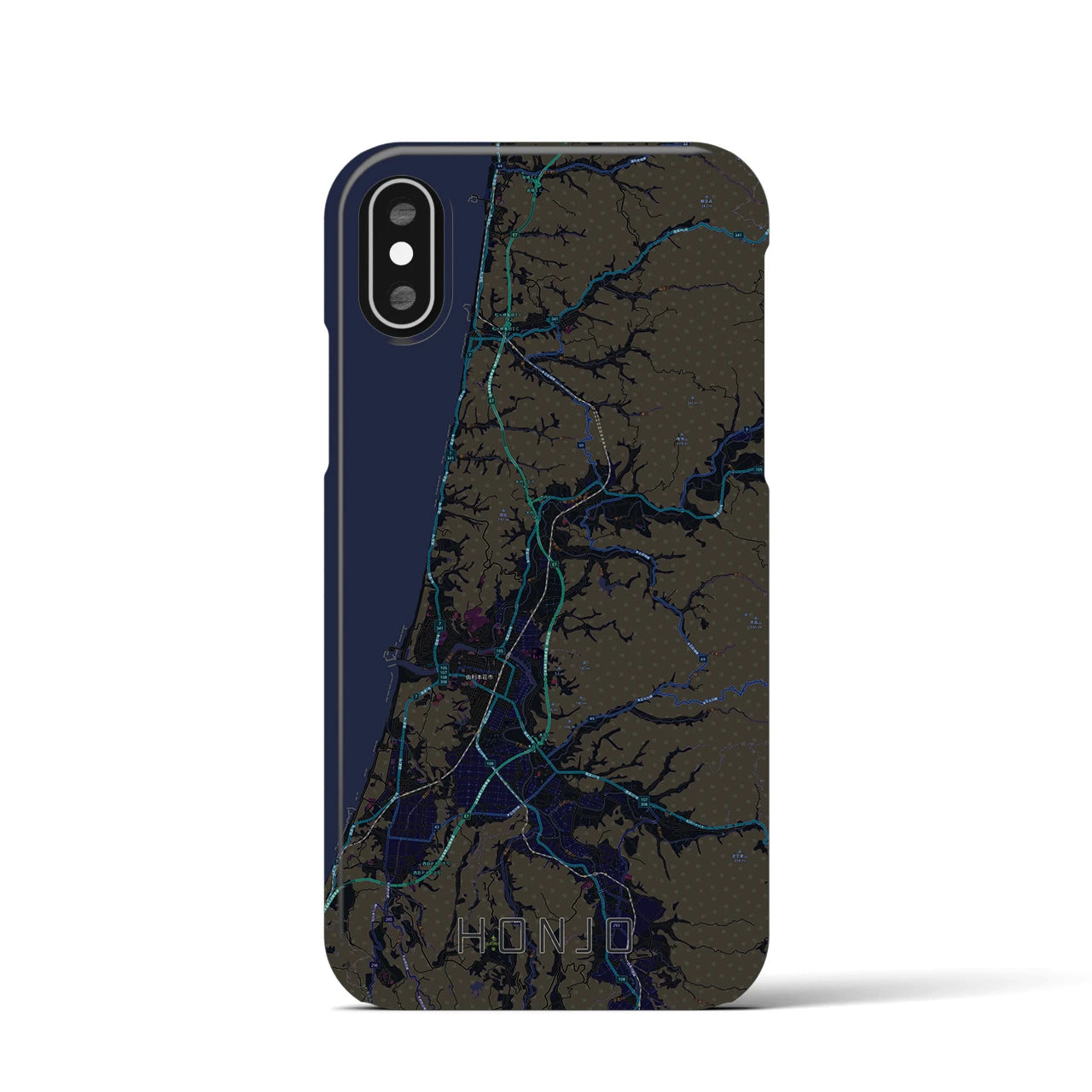 【本荘(秋田県)】地図柄iPhoneケース(バックカバータイプ)