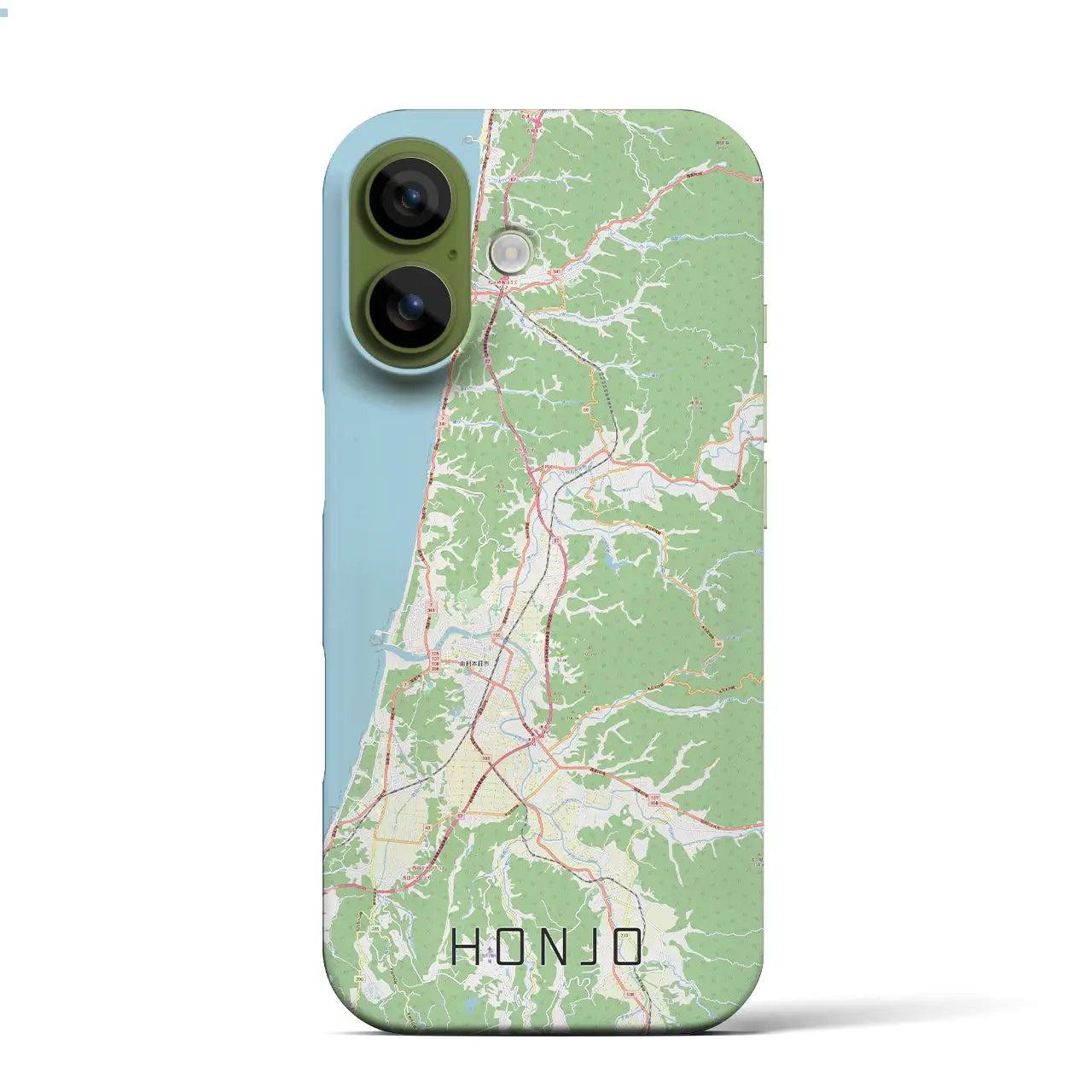 【本荘(秋田県)】地図柄iPhoneケース(バックカバータイプ)ブラック・iPhone 17 Pro Max 用