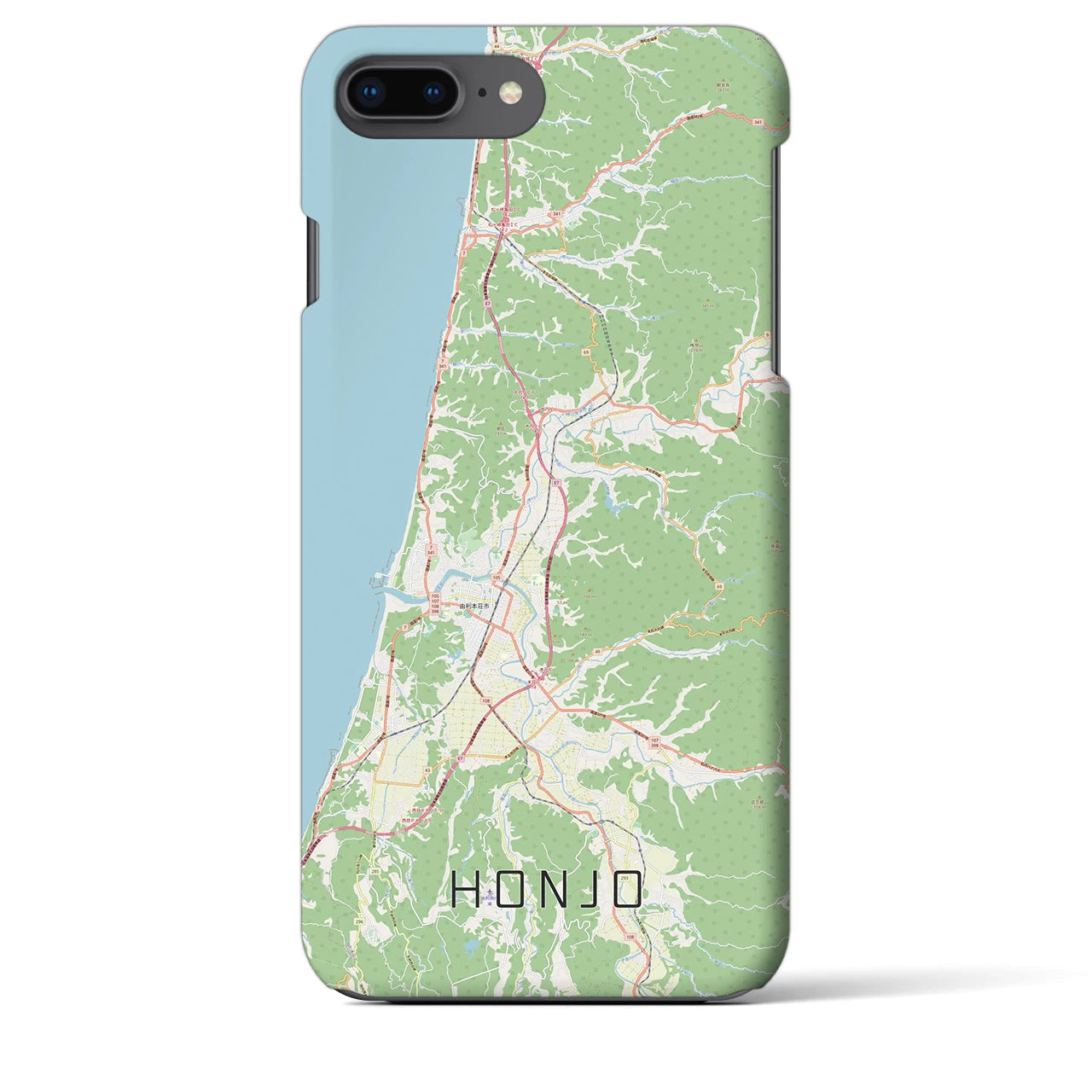 【本荘(秋田県)】地図柄iPhoneケース(バックカバータイプ)