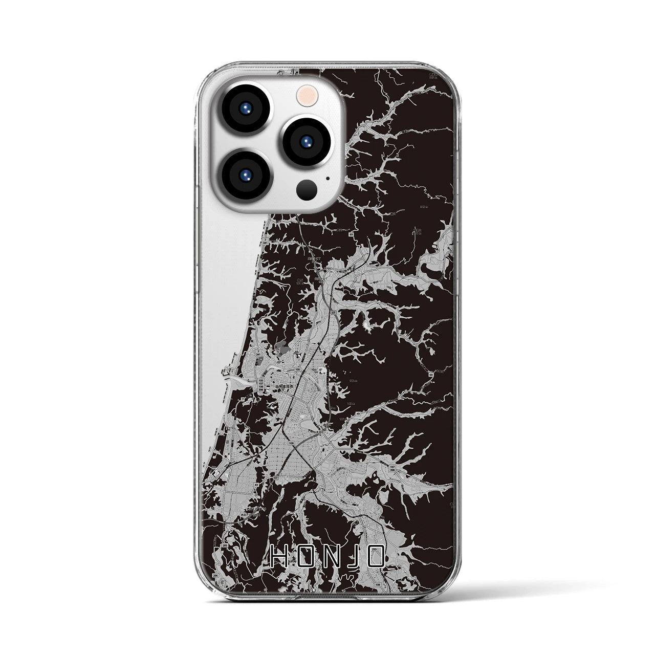 【本荘(秋田県)】地図柄iPhoneケース(クリアタイプ)