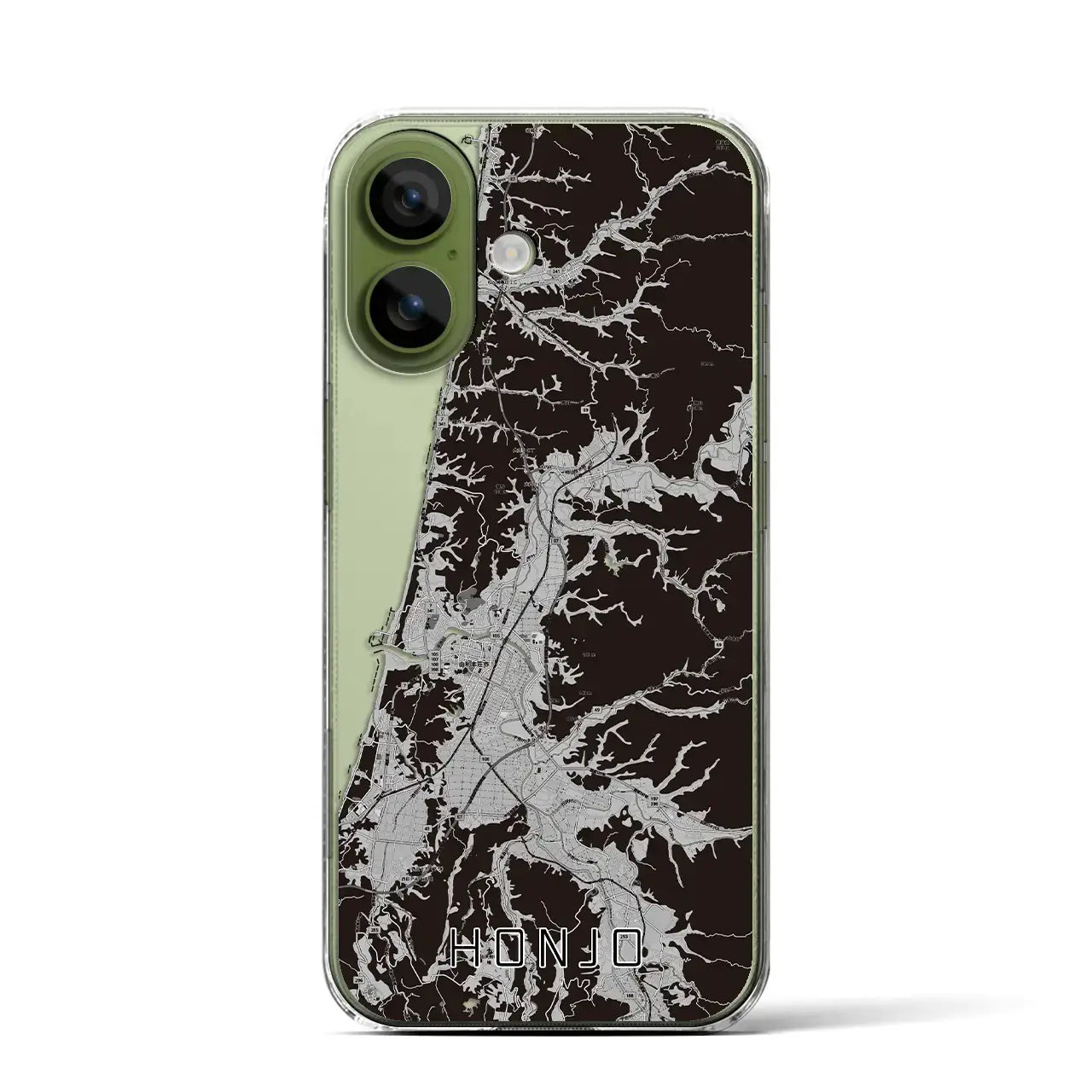 【本荘(秋田県)】地図柄iPhoneケース(クリアタイプ)モノトーン・iPhone 17 Pro Max 用