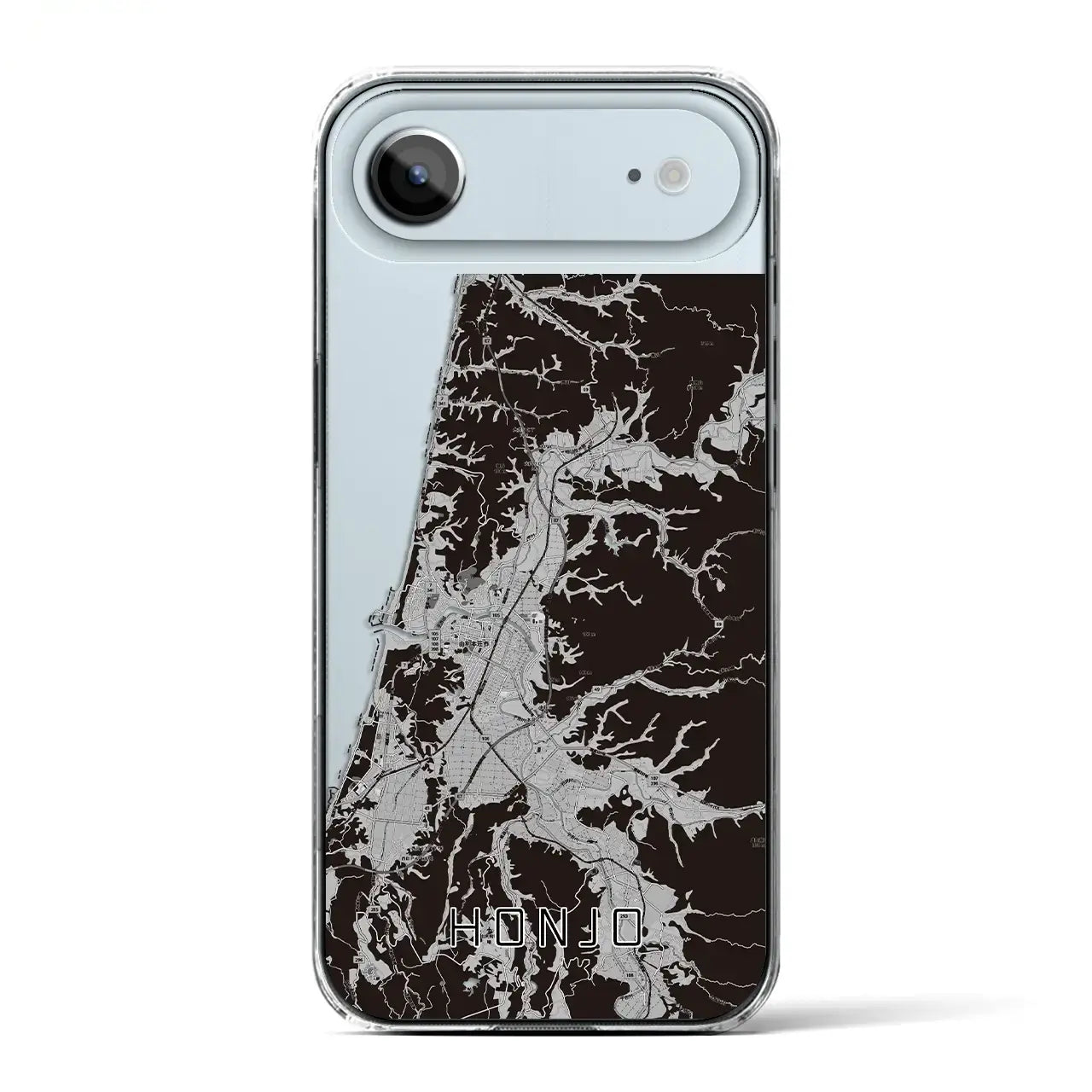 【本荘(秋田県)】地図柄iPhoneケース(クリアタイプ)モノトーン・iPhone 17 Pro Max 用