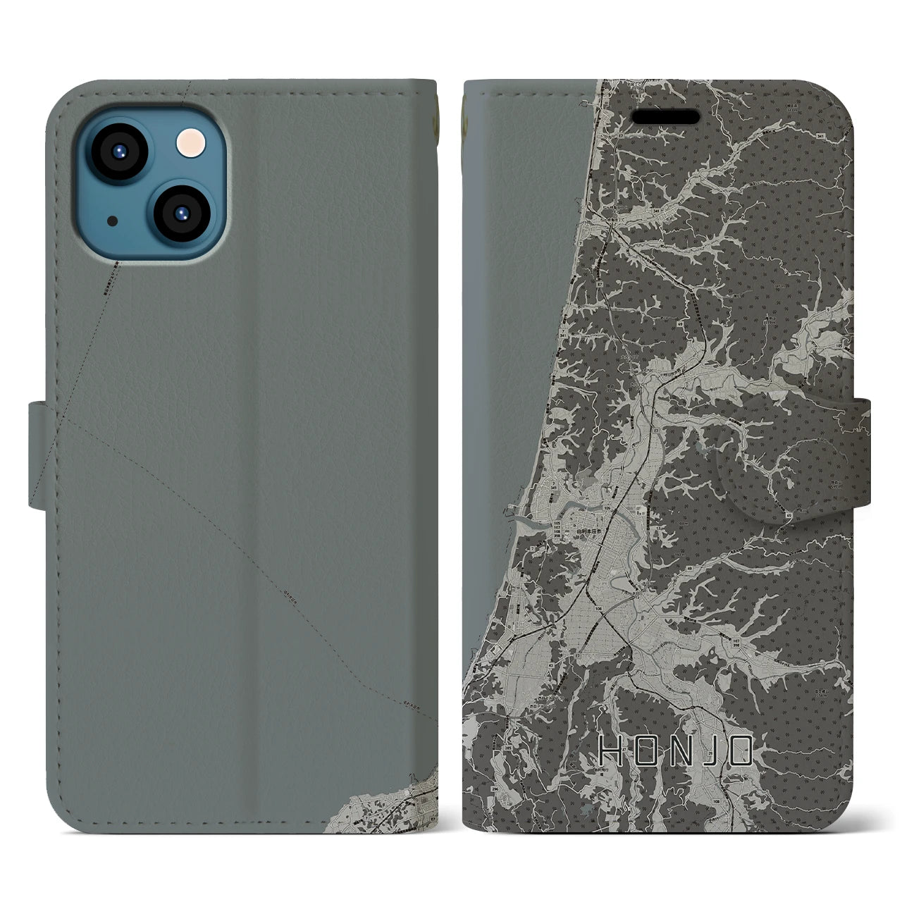 【本荘(秋田県)】地図柄iPhoneケース(手帳タイプ)