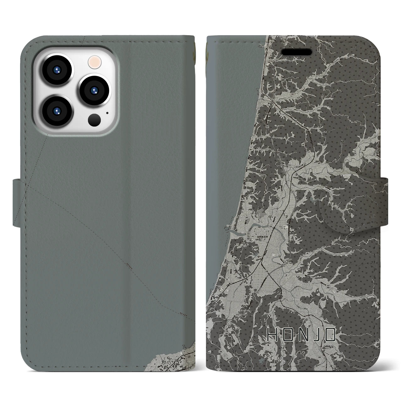 【本荘(秋田県)】地図柄iPhoneケース(手帳タイプ)