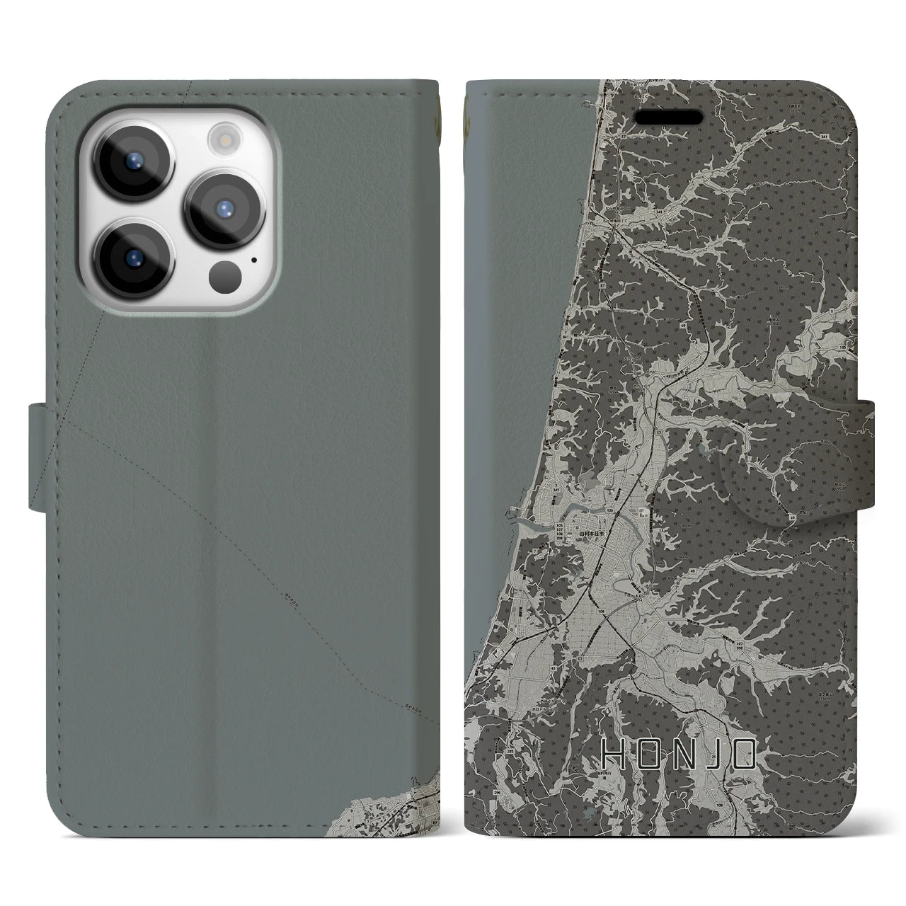 【本荘(秋田県)】地図柄iPhoneケース(手帳タイプ)