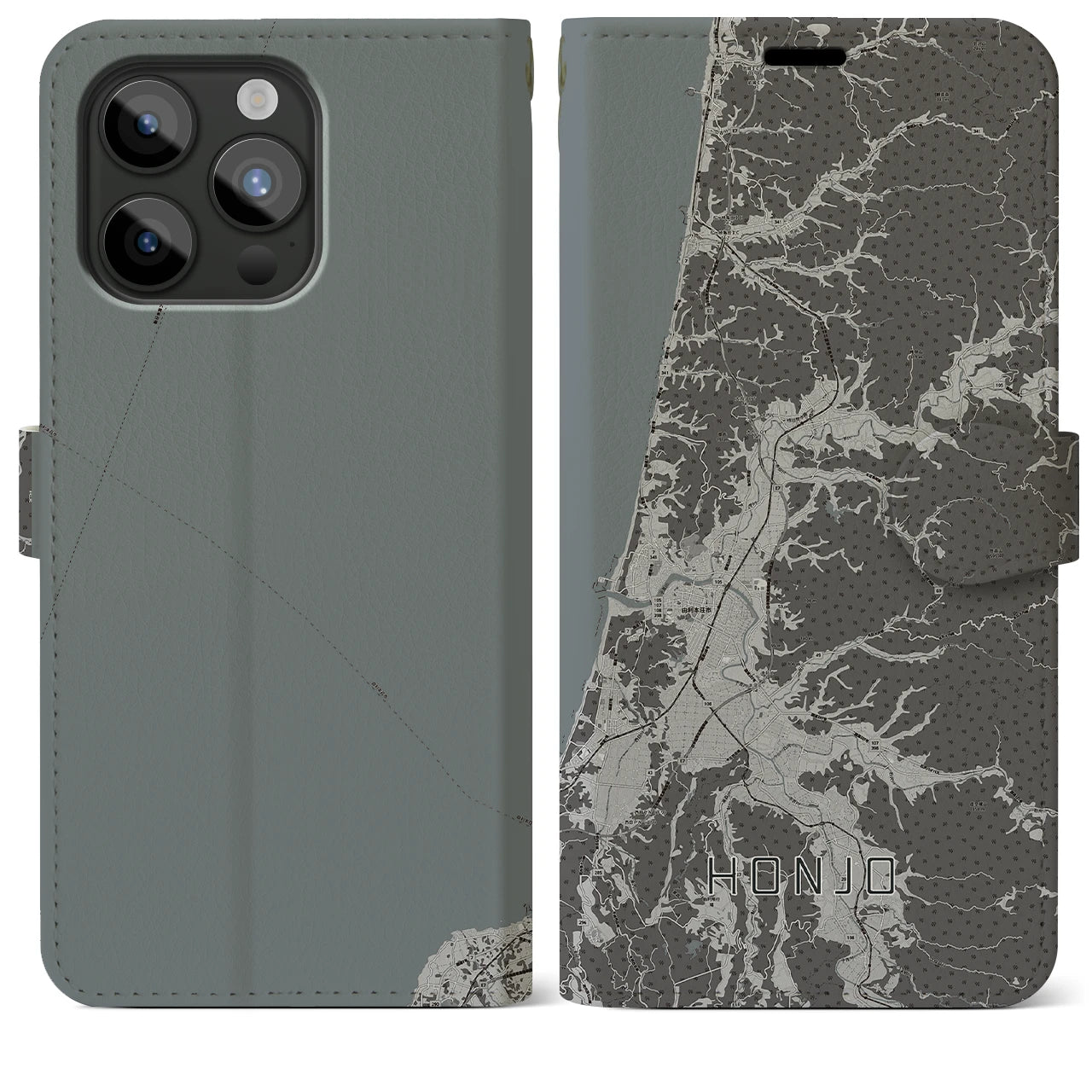 【本荘(秋田県)】地図柄iPhoneケース(手帳タイプ)