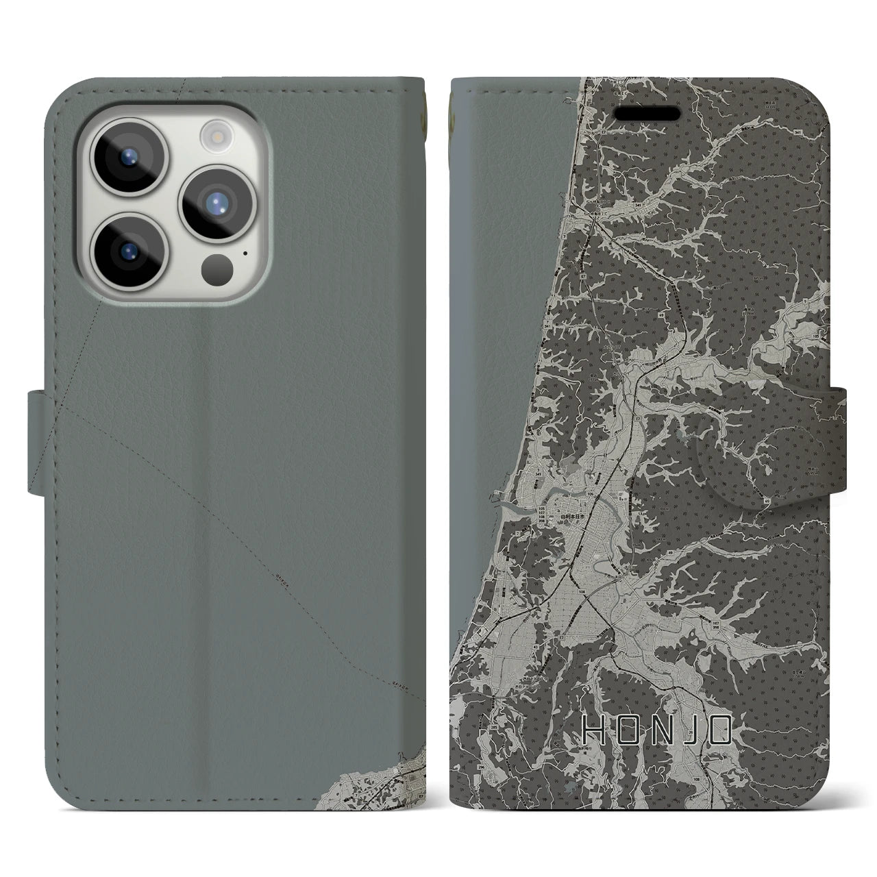 【本荘(秋田県)】地図柄iPhoneケース(手帳タイプ)