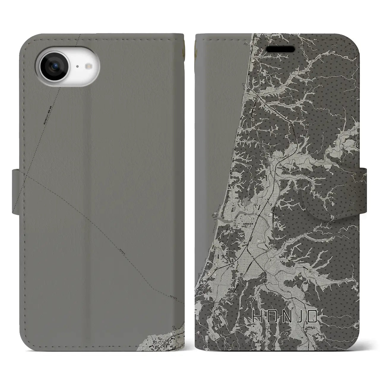 【本荘(秋田県)】地図柄iPhoneケース(手帳タイプ)